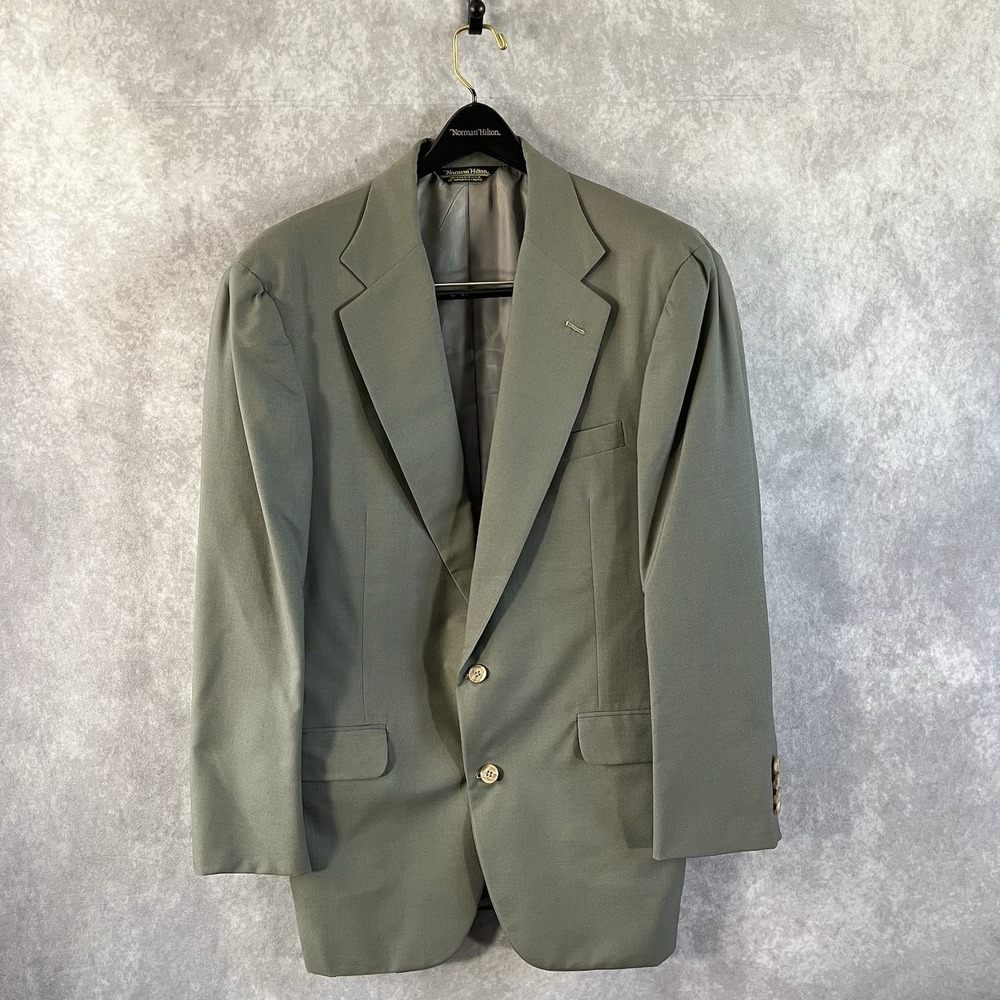 Norman Hilton Sport Coat Men 45L Olive Green Two Button USA Blazer w/ Hanger